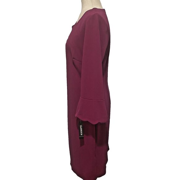 GLAMOUR 3/4 Bell Sleeve Sheath Dress Size 8 Fuchsia‎ Workwear Career NWT - Picture 3 of 11